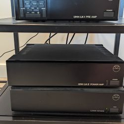 Rare Vintage Linn LK1 Pre Amp, a Linn LK2 Power Amp, and a Linn Spark power supply.