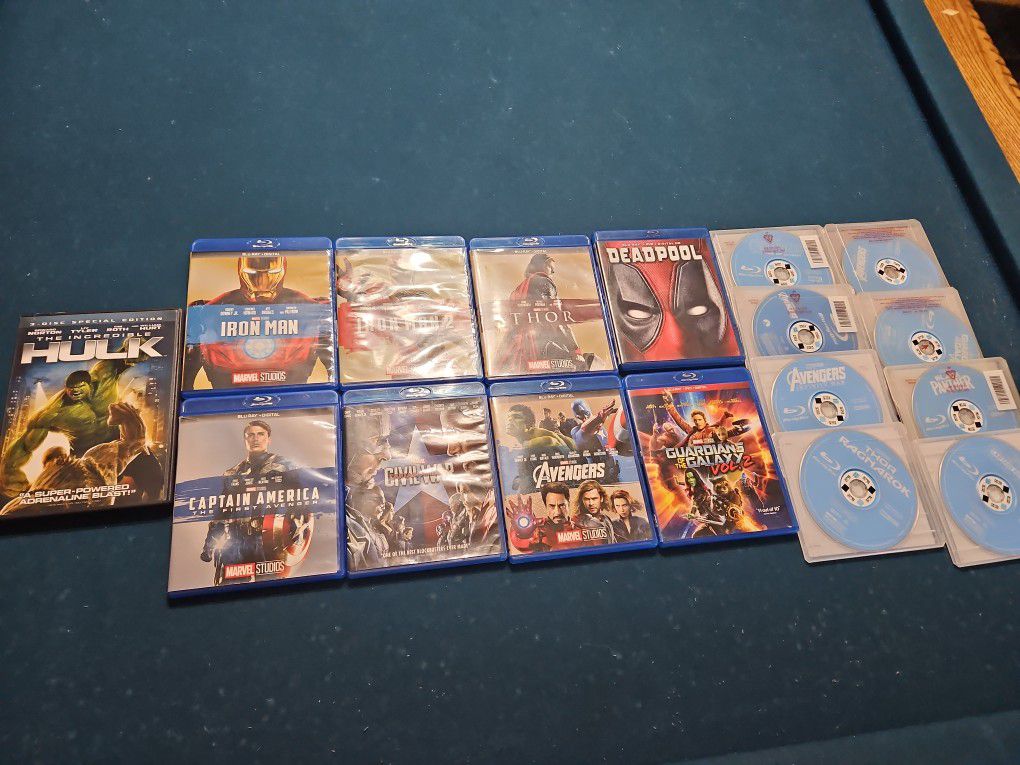 Full 17 Marvel Movie Bundle Blu-ray Movies Iron Man 1 2 Thor Avengers 1 2 Endgame Infinty Captain America 1 Civil War Deadpool Gaurdians Black Panther
