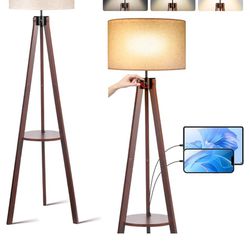Dimmable Tripod Floor Lamp with 20W USB C + A 