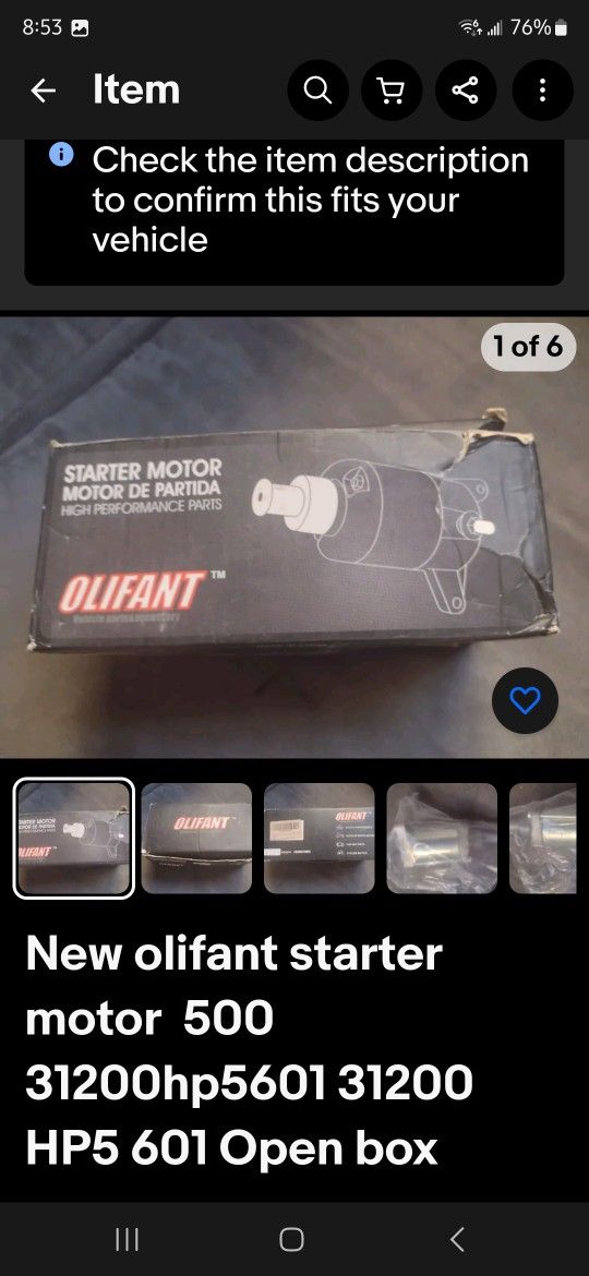 Olifant Starter Motor Dirbike 