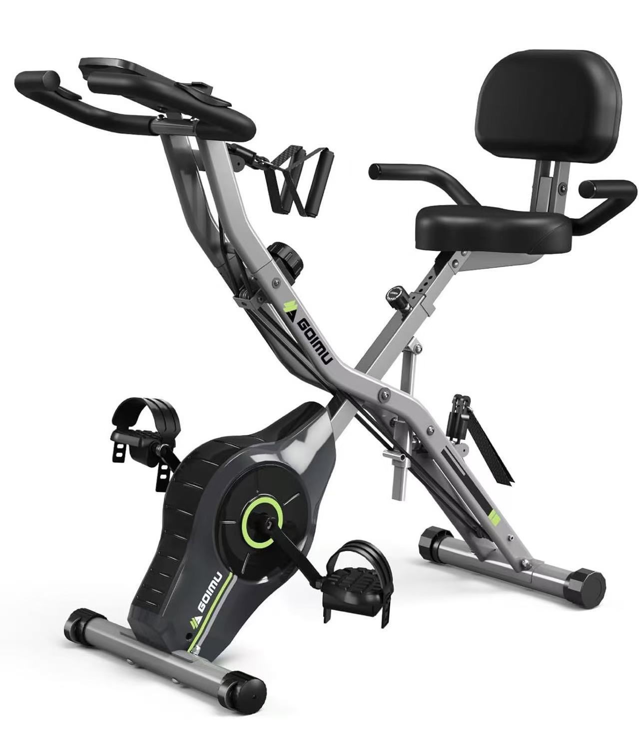 Exercise Bike, 5 in 1 Foldable 16-Level Adjustable Magentic Resistance, Indoor Recumbent Bike with 330LB Capacity