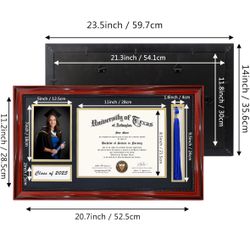 2025 Diploma Frame with Tassel Holder for 8.5x11 Certificate Photo,Solid Wood,Tempered Glass,Black over Gold Mat