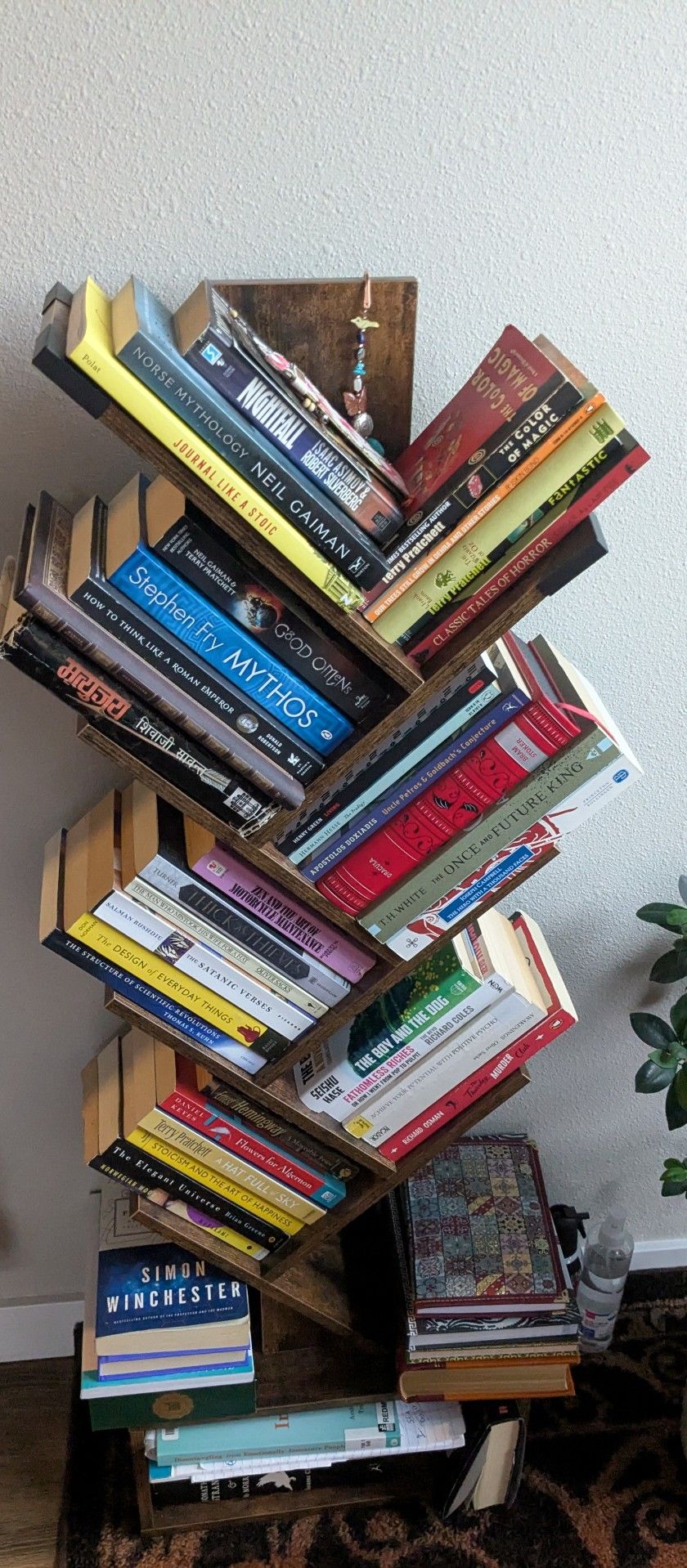 Book Tree Shelf - Rustic Wood Color