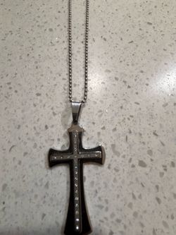 Stainless steel cross on chain 23”