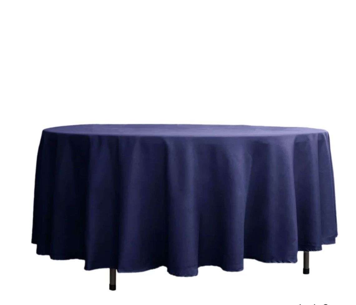 Polyester 108" Round Tablecloth Navy Blue