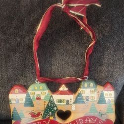 Vintage Country Rustic Wooden Wood Christmas Happy Holidays Hanging Decor Decoration 
