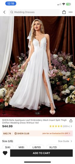 White High Thigh Cut Dress Size Medium