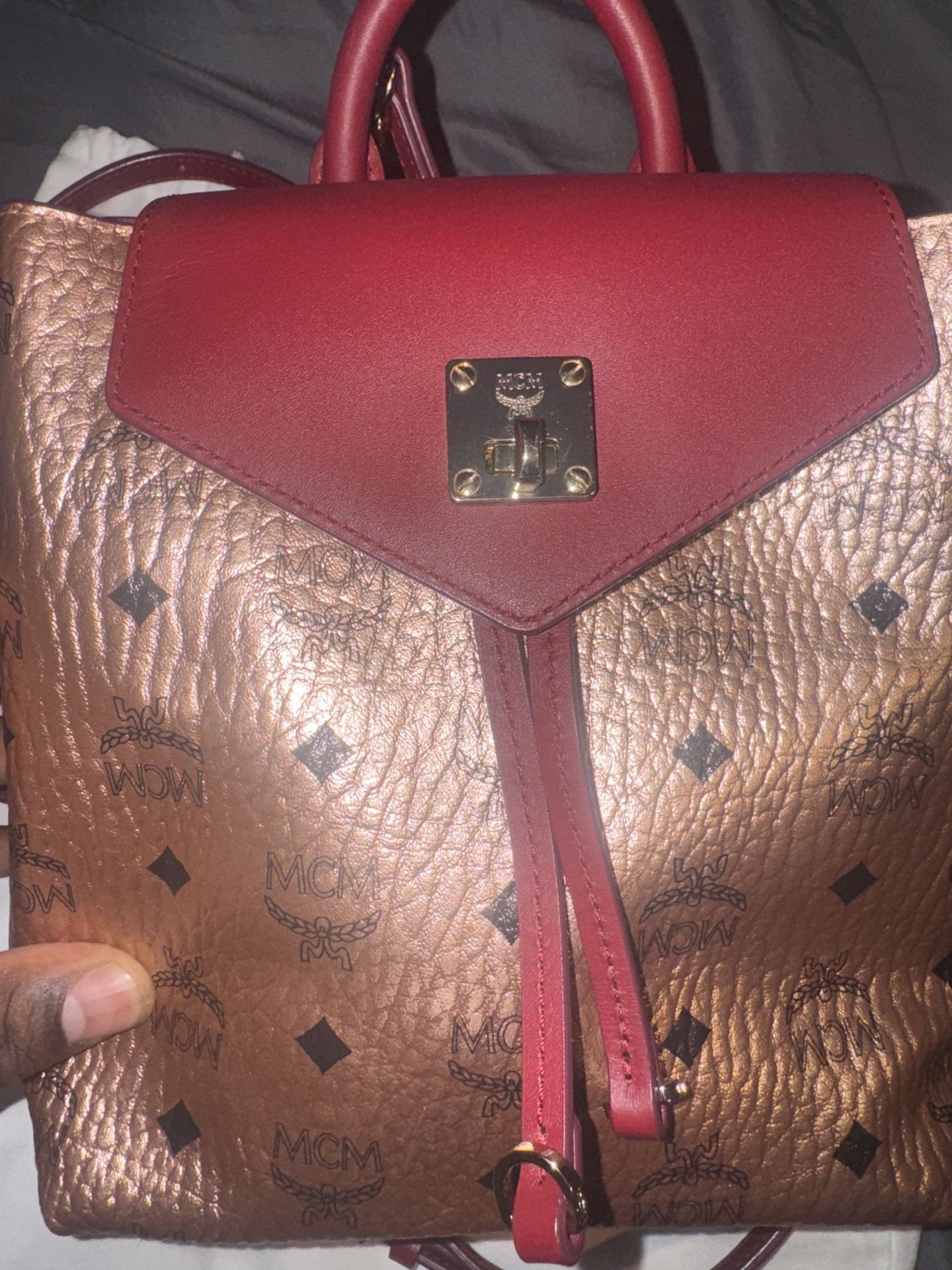 MCM MFO Colorblock leather backpack