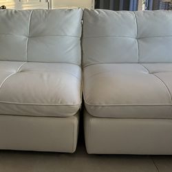 Two White Sectional Loveseat 