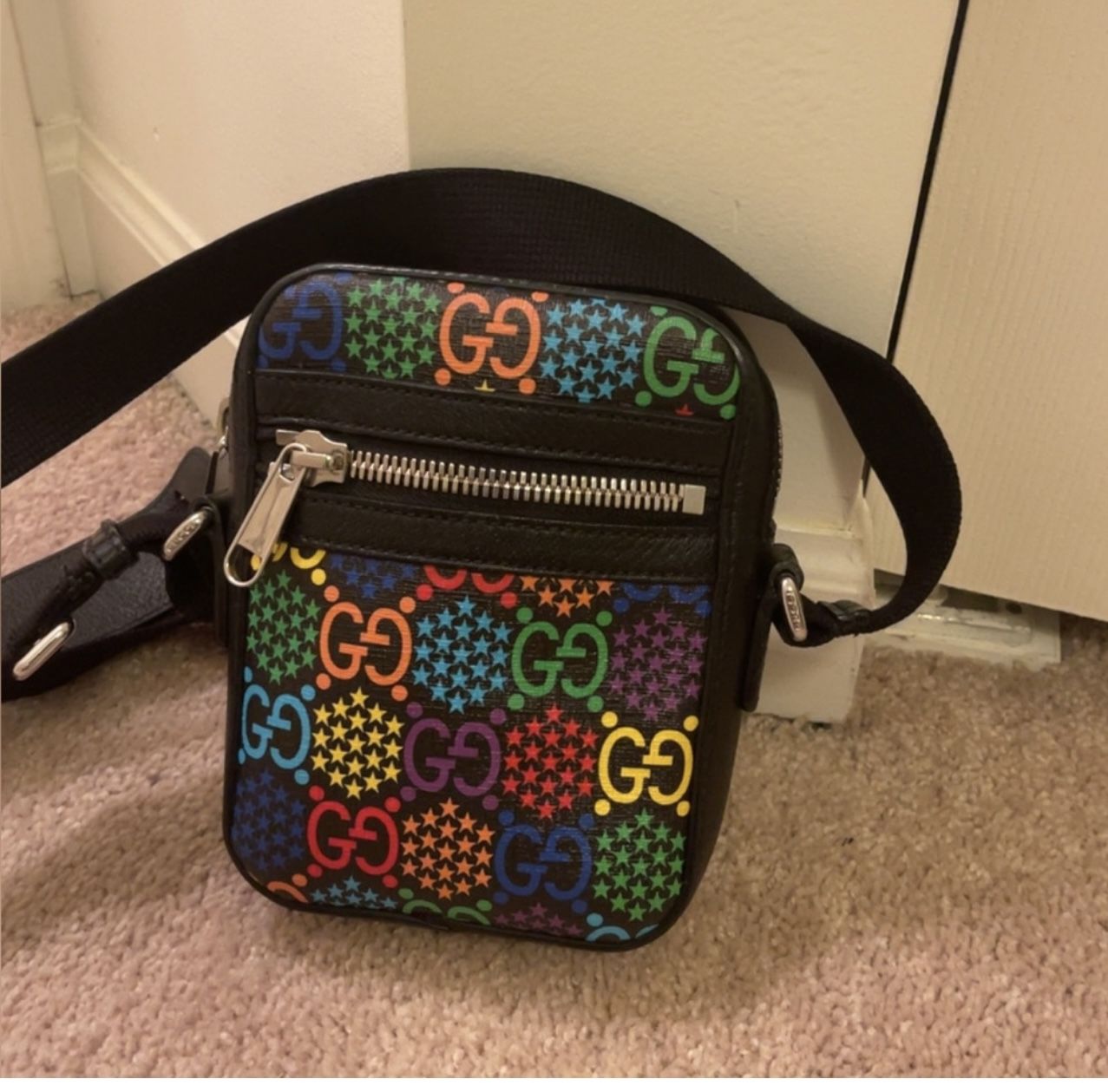 Gucci Multicolor GG Supreme Sychedelic Messenger Shoulder Bag