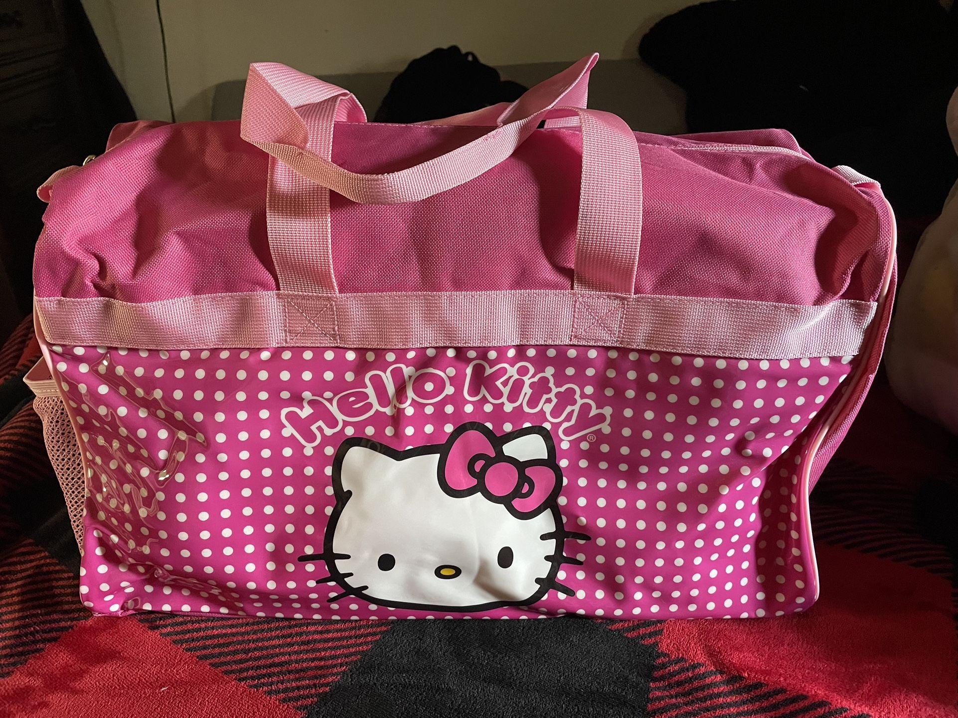 Hello Kitty Polka Dot Kids Duffle Bag for Travel or Sport