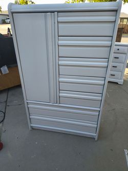 Solid wood freshly sanded and painted seven drawer closet dresser stand