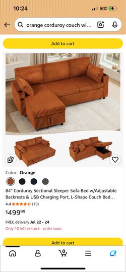 Couch / sleeper w/ storage chaise