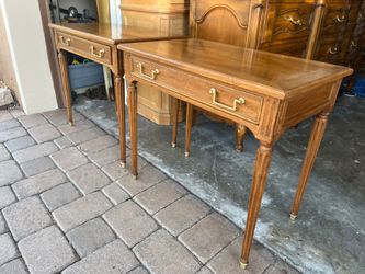 Fluted oak end tables stands