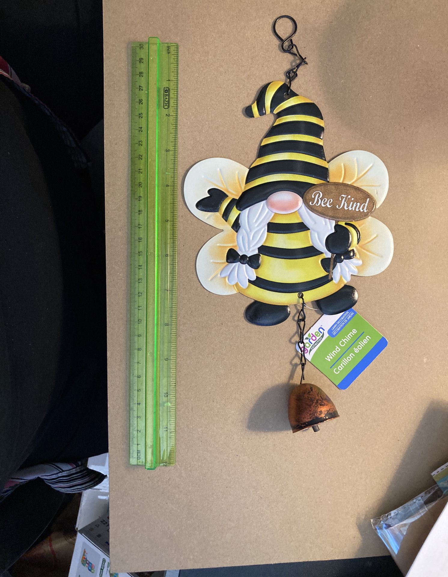 Cute, Be Kind, Wind Charm, bumblebee gnome, Approximately 8 Inches Not Including Byll And Hanger.