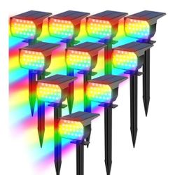 Solar Color Changing Spot Lights Outdoor Waterproof Colored RGB Solar Powered Landscape Lights for Yard 7 Lighting Modes Multicolor Solar Spotlights f