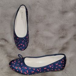 CHARTER CLUB Womens Navy Cherries Kaii Round Toe Slip On Ballet Flats 9 M Excellent Condition Price Is Firm Cash Only 