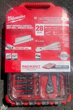 Milwaukee Packout 28pc 3/8" SAE Ratchet and Socket Set