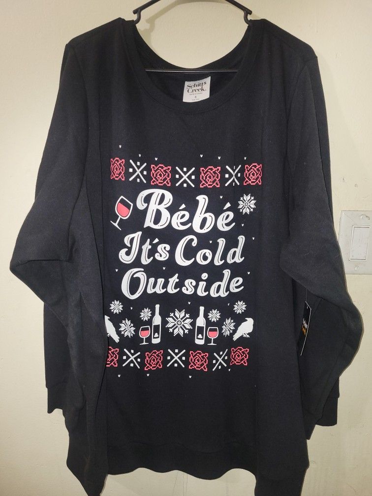 6TORRID Schitt's Creek Sweatshirt - Cozy Fleece Bebe It's Cold Outside Black SIZE 6X FOR $40