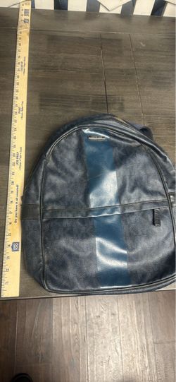 Navy Blue Leather Backpack