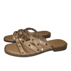 Sandals A New Day HOLLIS Tan Slide Embellished Studs Womens Size 5 W 
