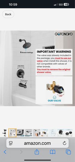 gotonovo Bathroom Shower Head Kit High Pressure Combo Shower Faucet 6 Modes ABS Handheld Spray Kit Valve Included Black  C42
