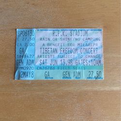 Tibetan Freedom Concert Ticket Stub RFK Stadium Washington DC 1998 Vintage Dave Matthews