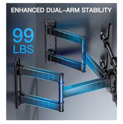 PERLESMITH Corner TV Wall Mount Full Motion, Corner TV Bracket Fits 37-70 Inch LED, LCD 4K Flat Curved Screen TVs Hold up to 99 lbs, Max VESA 600x400 