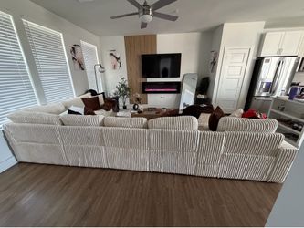 Luxury Modular Corduroy Sectional Sofa with Ottoman & Pillows