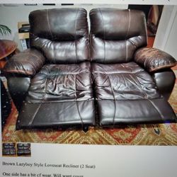 Brown Lazyboy Style Loveseat Recliner