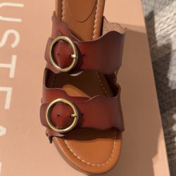 Brown Thick Heel Sandals Size 7 New 