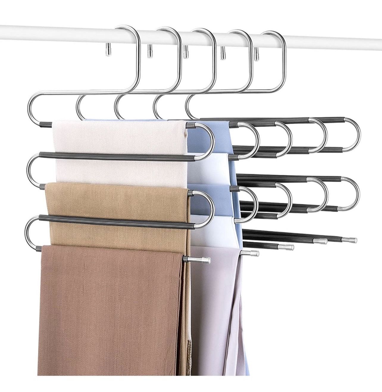 IEOKE Closet Organization 5 Pack S Shaped Space Saver Hangers Non Slip Pants Hangers Scarf Tie Organizer Kids Closet Organizer Multifunctional Space S