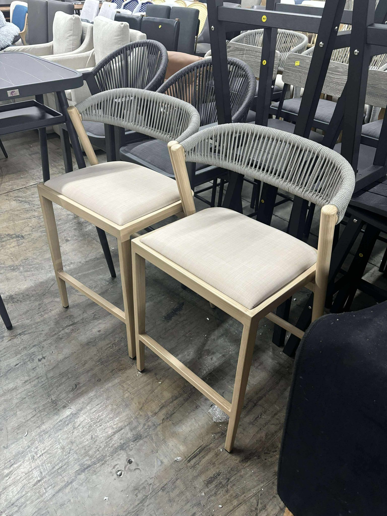 PURPLE LEAF Outdoor Counter Height Bar Stools Set of 2 Patio Boho Wicker Bar Chairs Aluminum Barstools