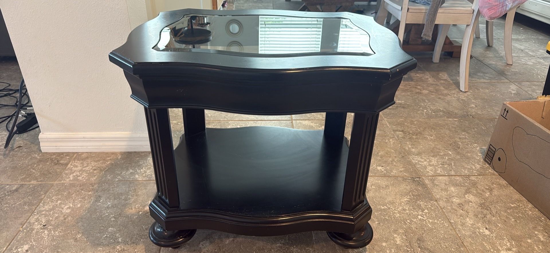 Side table with glass top