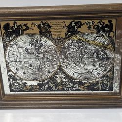 Framed Antique-Style World Map Mirror Art Mappe Monde Du Globe I B Elwe 11x14"
