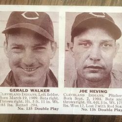 1940's Gerald Walker/Joe Having Double Play baseball card, Cleveland Indian