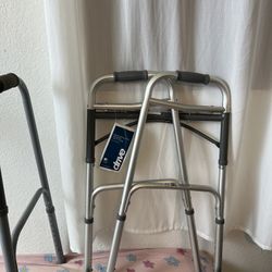 Drive Medical 10210-1 2-Button Folding Walker with Wheels, Rolling Walker, Front Wheel Walker, Lightweight Walkers for Seniors and Adults Weighing Up