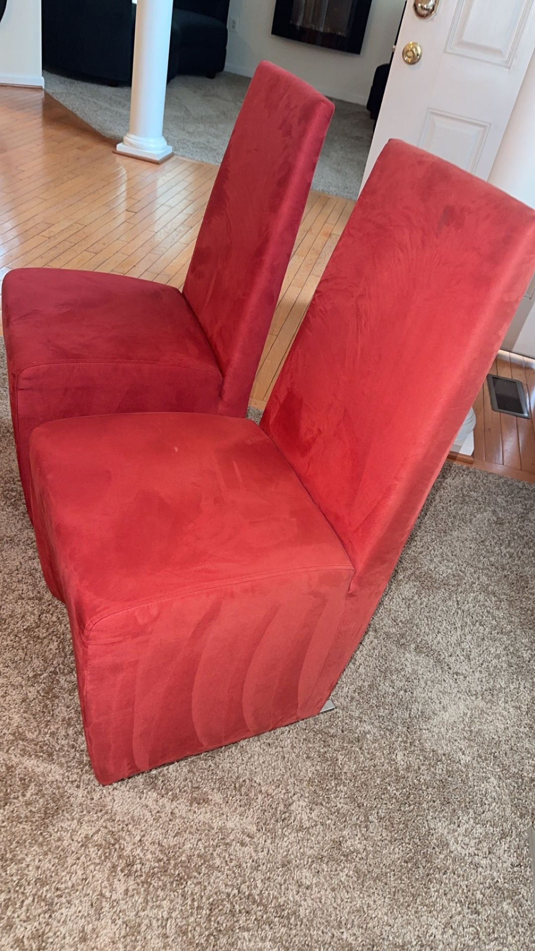 Red Contemporary Art Deco Sofa & Chairs 