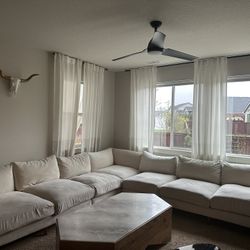 Custom Made Chenille Ivory Sectional Sofa. Huge! Comfortable!