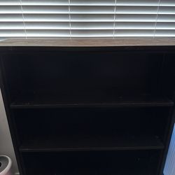 Solid Oak Bookcase on Wheels / Rolling Bookshelf – Painted Black