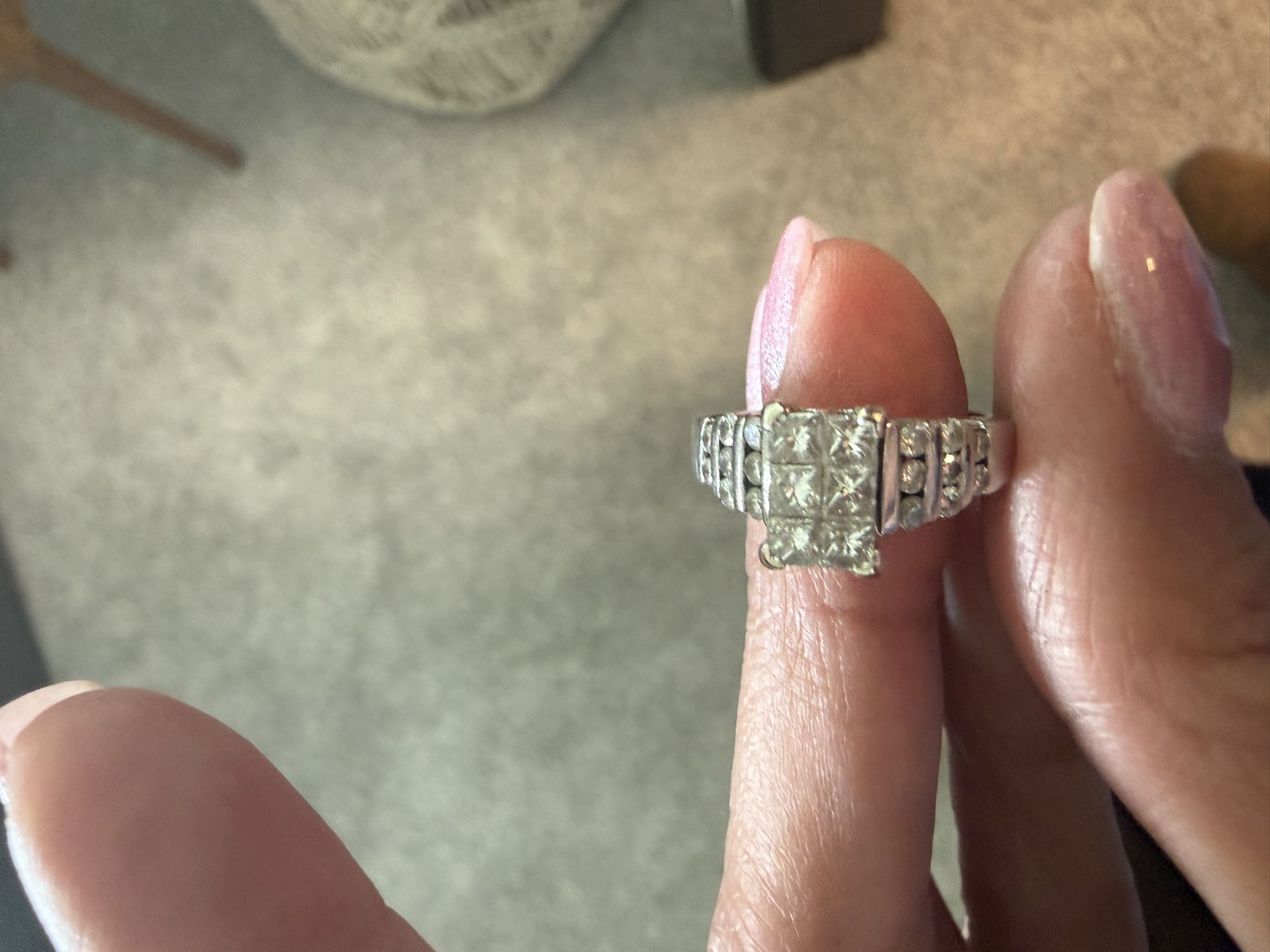14K White Gold ring with diamonds