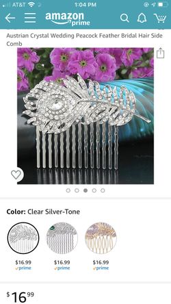Austrian Crystal Wedding Peacock Feather Bridal Hair Side Comb