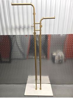 Luxury Gold Double Rod Coat Rack / Faux Marble Base / Boutique Style Garment Stand