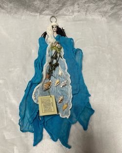Vintage Ceramic white blue Greek Nerida sea angel decorative wall doll