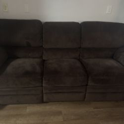 Brown suede recliner sofa