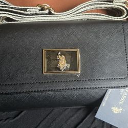 U.s. Polo Elegant enamel crossbody bag with sleek finish, adjustable strap, compact design