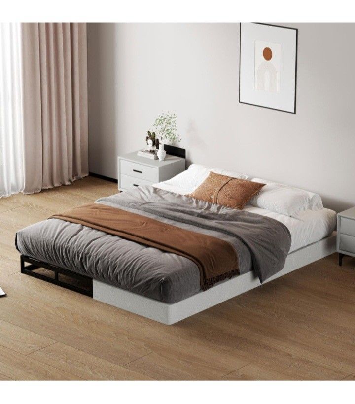 FULL SIZE BOX Spring Heavy Duty Metal Mattress Foundation with Fabric Cover, Easy Assembly