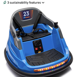 Baby Bumper Car, 6V Electric Kids Bumper Car for Toddlers with Remote Control, Bluetooth - Navy Blue