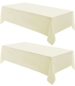 Rectangular Tablecloth 90x156 Inch  Ivory Table Cloths for 8ft Stain Resistant Decorative Washable Polyester