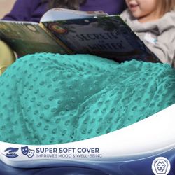 Roore 5 lb Weighted Blanket for Kids I 36" x 48" Plush Minky Teal with Removable Cover, Weighted New In Box